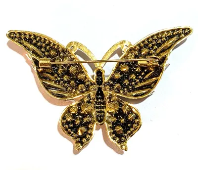**NEW ARRIVAL** Jeweled MULTICOLOR Marquise-Cut & Round Stones BUTTERFLY BROOCH (2½" x 1¾") with Thick Gold Colored...