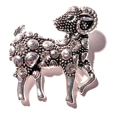 **NEW ARRIVAL** All SILVER COLORED "RAMSHORN" BROOCH (1½" x 1¾") with Dots & Swirls Body a Silver Tone Setting