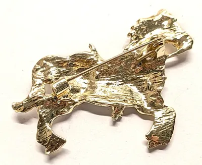 **NEW ARRIVAL** Ceramic-Style Jeweled WHITE HORSE & BLACK SADDLE BROOCH (1¾" x 1¼") on a Gold Tone Setting