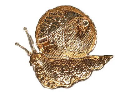 **NEW ARRIVAL** Ceramic-Style PINK & GREEN SNAIL BROOCH (2" x 1¾") with Jeweled Bottom and Gold Colored "Feelers"...