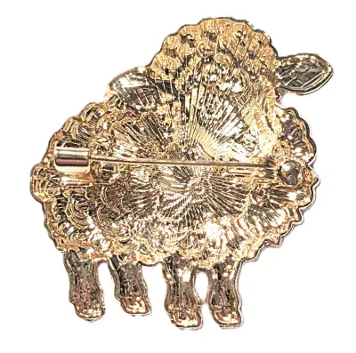 **NEW ARRIVAL** PINK Flowered "PUFFY SHEEP" BROOCH (1¾" x 1½") with Black Face and Gold Colored Feet on a Gold Tone...