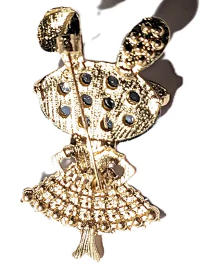 **NEW ARRIVAL** Interesting "BIG GLASSES BUNNY" BROOCH (2½" x 1¼") with Blue & Clear Stones Dress, Red...