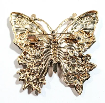 **NEW ARRIVAL** Ceramic MULTICOLOR SKULL BUTTERFLY BROOCH (2" x 2") with 4 SKULLS on the Wings, Clear Stones Body &...