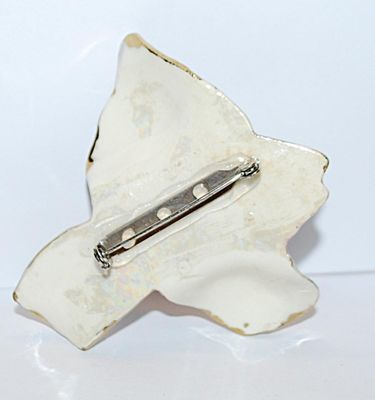 Large Ceramic ANGELFISH BROOCH (2¾" x 2½") with Multi-Color Body and a Silver Tone Pin