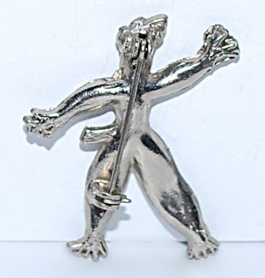 Vintage RAG DOLL SCARECROW BROOCH (1¾" x 1¼") Unsigned "Trifari" on a Silver Tone Setting