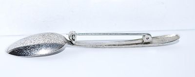 Vintage Silver Colored SPOON BROOCH (2½" x ¾") Marked "Pat. 2066969" with Silver Tone Pin Clasp