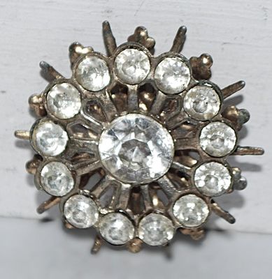 VINTAGE 14 Stones STARBURST BROOCH (1⅛" Diam.) on a Brass Style Setting