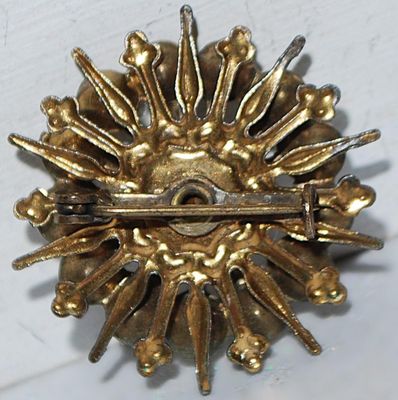 VINTAGE 14 Stones STARBURST BROOCH (1⅛" Diam.) on a Brass Style Setting