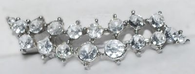Clear Round 18 Stones BAR BROOCH (2" x ½") on a Silver Tone Setting