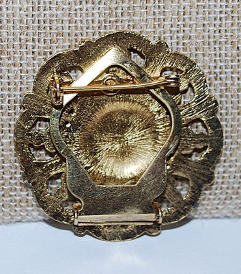 COMBINATION Gold Tone Graphic Designed Flower SHOE CLIP or BROOCH (1¾" Circ.)