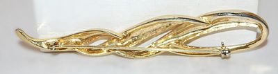 Gold Colored Long "TWISTED" BROOCH (3½" x ¾") on a Gold Tone Setting