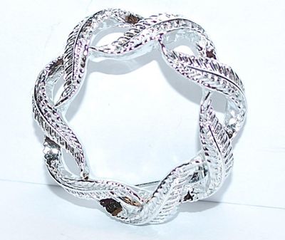 Silver Colored NO STONES Double Twisted Circle BROOCH (1½" Diam.) on a Silver Tone Setting