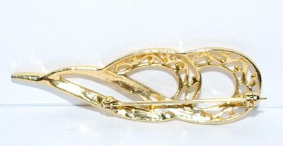 Filagree Style SWIRL BROOCH (2½" x ¾") with a Gold Tone Setting