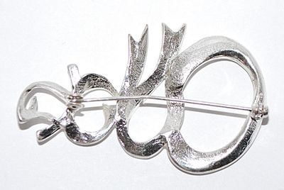 Vintage Silver Colored "WHIRLS + SWIRLS" BROOCH (2½" x 1¼") on a Silver Tone Setting