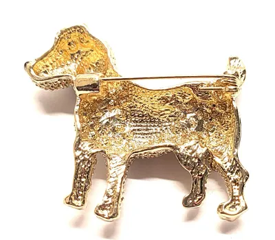 **NEW ARRIVAL** All Jeweled BLACK EAR DOG BROOCH (1½" x 1¼") with Black Nose, Gold Paws and Black "Saddle" on a Gold...