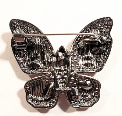 **NEW ARRIVAL** All RED STONES BUTTERFLY BROOCH (1¾" x 1½") with Large Red Teardrop Beveled Stones and Tiny Accent Body Stones...