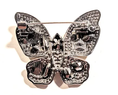 **NEW ARRIVAL** All AMBER STONES BUTTERFLY BROOCH (1¾" x 1½") with Large Amber Teardrop Beveled Stones and Tiny Accent Body...
