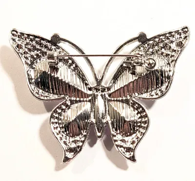 **NEW ARRIVAL** Beautiful IRIDESCENT Large Teardrop Stones BUTTERFLY BROOCH (2¼" x 1¾") with Jeweled Purple & Amber Wings...