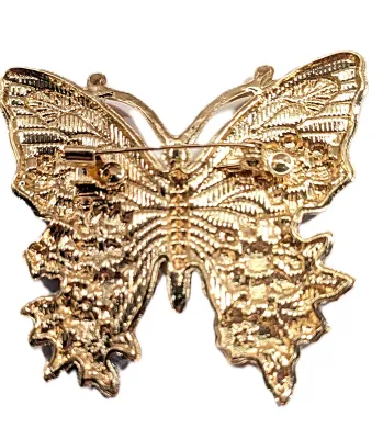 **NEW ARRIVAL** Beautiful RED, White & Blue USA Flag Enameled BUTTERFLY BROOCH (2½" x 2") with Iridescent Body, Black Eyes...