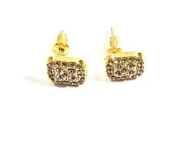 *** NEW ARRIVAL *** DELICATE Jeweled GOLD COLORED JEWELRY SET with NECKLACE (18" L, Jeweled SQUARE PENDANT, Gold Tone Small Links...