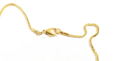 *** NEW ARRIVAL *** DELICATE Jeweled GOLD COLORED JEWELRY SET with NECKLACE (18" L, Jeweled SQUARE PENDANT, Gold Tone Small Links...