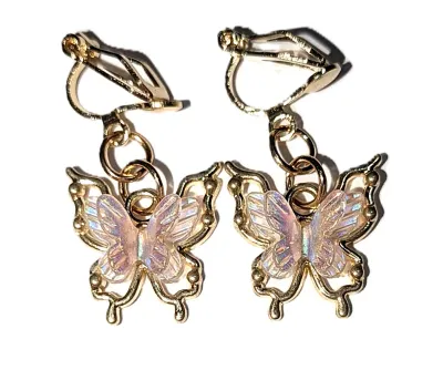 *** NEW ARRIVAL *** DELICATE PINK ACRYLIC BUTTERFLY JEWELRY SET with NECKLACE (20" L, Single Butterfly, Gold Tone Chain/Lobster...