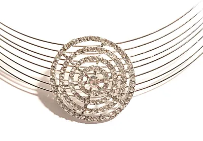 *** NEW ARRIVAL ***JEWELED "Stiff Choker" CIRCLE JEWELRY SET (NECKLACE (Wire 7"-9" Opening), BRACELET (2½"...