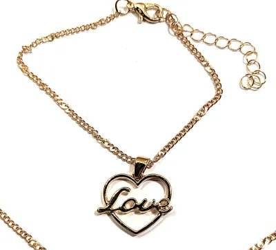 "LOVE IN A HEART" JEWLERY SET with NECKLACE (16" L + Matching BRACELET (2¾" Opening) & Matching EARRINGS with...