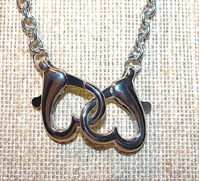 Double TOGGLE HEARTS JEWELRY SET with NECKLACE (16" L + SILVER Tone Chain) and LOOPS EARRINGS with Stud Post Clasp