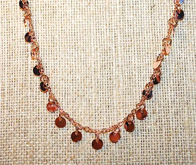 Petite ALL ROSE GOLD DISKS JEWELRY SET with NECKLACE (16" L + Tiny Disks + ROSE GOLD Tone Chain/Lobster Clasp) and MATCHING Dangle...