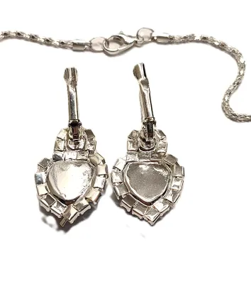 Bejeweled BLUE HEART STONE JEWELRY SET with NECKLACE (Silver Tone + 16" L + Fine Link Chain + Lobster Clasp + Pendant Combo) and...