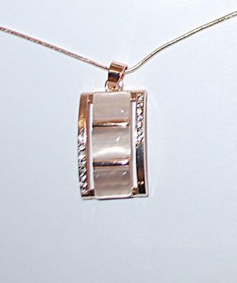 Beige Translucent Squares Combo PENDANT/ NECKLACE (18" L) & EARRINGS JEWELRY SET with a Bejeweled Setting, Lobster Clasp +...