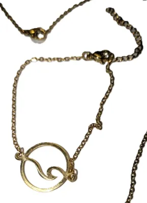 Gold Colored SWIRLED CIRCLE JEWELRY SET with NECKLACE (17" L + Lobster Clasp) & MATCHING BRACELET (2" Opening + Lobster...