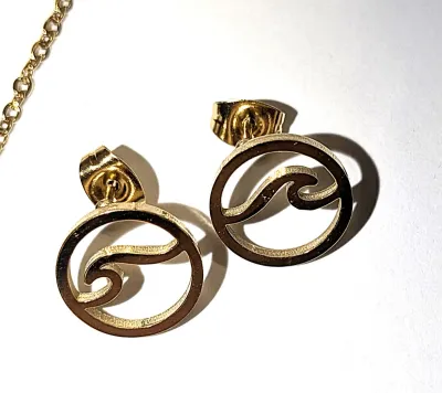 Gold Colored SWIRLED CIRCLE JEWELRY SET with NECKLACE (17" L + Lobster Clasp) & MATCHING BRACELET (2" Opening + Lobster...