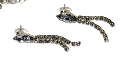 Bejeweled MARQUISE-CUT STONES JEWELRY SET with NECKLACE (10 Clear Stones + Silver Tone Chain + 18" L + Lobster Clasp) and Matching...