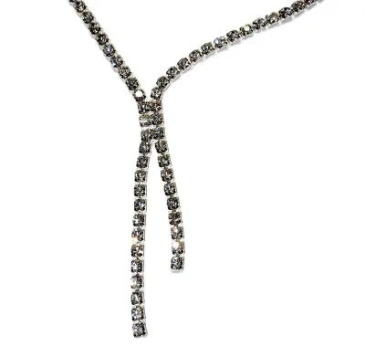 Silver Tone BEJEWELED JEWELRY SET with NECKLACE (Total Length Jeweled, 22" L + Lobster Clasp) & BRACELET (Stretch, 2"...
