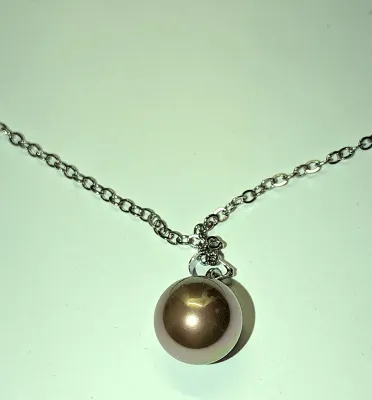 Single Champagne Colored GLOBE JEWELRY SET with NECKLACE (Silver + 18" L + Lobster Clasp) and EARRINGS (Marked .925) with Wire Hook...