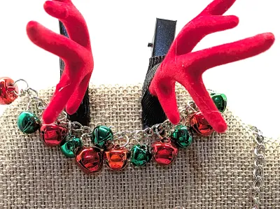 Fun CHRISTMAS HOLIDAY BELLS JEWELRY SET with NECKLACE (Silver Tone 18" L) & BRACELET (Silver Tone, 2"-4" Opening)...