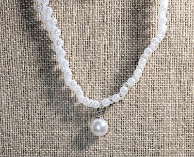 Triple Strands Faux White Pearls JEWELRY SET with CHOKER NECKLACE (14" L + SILVER Tone Lobster Clasp) and Jeweled "BOWTIE"...