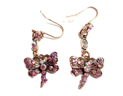 *** NEW ARRIVAL *** Beautiful Jeweled Rose Gold BUTTERFLY JEWELRY SET/Choker NECKLACE (12" L, Iridescent Stones, Chain Accents +...