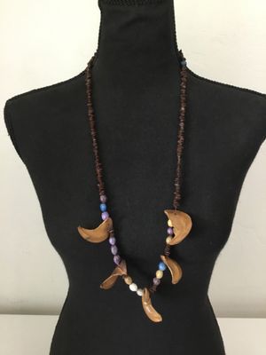Vintage Brazil nut necklace, art deco, natural wood necklace