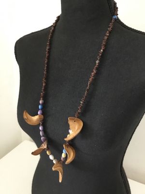 Vintage Brazil nut necklace, art deco, natural wood necklace