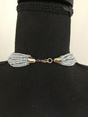 Beautiful light, pastel, icy, blue glass bead, multi strand necklace