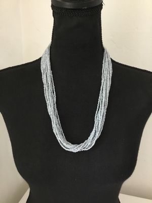 Beautiful light, pastel, icy, blue glass bead, multi strand necklace