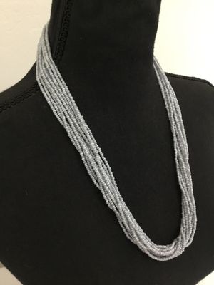 Beautiful light, pastel, icy, blue glass bead, multi strand necklace