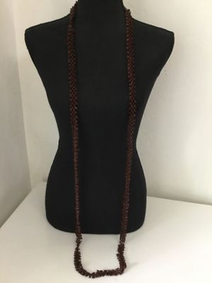 Long Vintage flower brown lpil -lpil seed beaded necklace