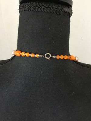 Beautiful, vintage, orange fluorescent, Creamsicle, orange glass, bead necklace, Japan, or west Germany