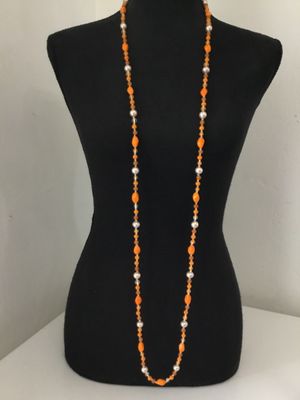 Beautiful, vintage, orange fluorescent, Creamsicle, orange glass, bead necklace, Japan, or west Germany