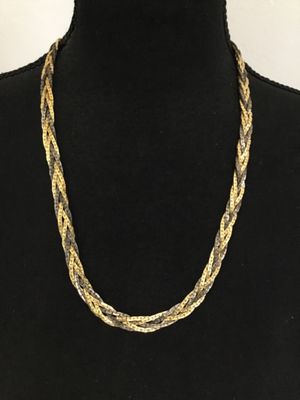 Vintage tri color, braided herringbone, chain necklace, marked Korea excellent condition