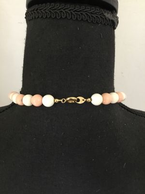 Vintage 1980s pastel green and pink and white bead statement necklace